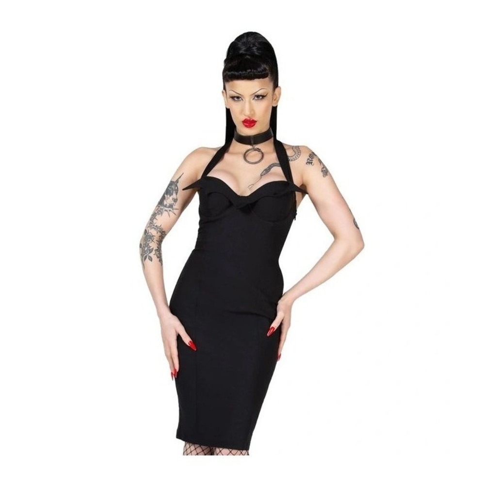 Killstar classy Chassy halter black bodycon dress